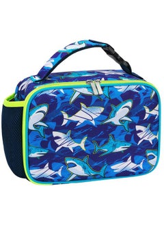 WAWSAM Shark Lunch Box - Insulated Kids Lunch Bag for Boys Student Back to School Portable Reusable Lunch Box for Kindergarten Preschool Lunch Bag with Handle and External Bottle Holder  - Image 1