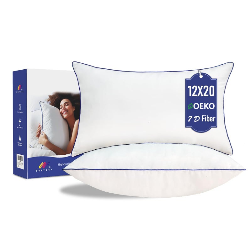 Wuuyuef 12x20 Pillow Insert Set of 2 â€“ Soft Lumbar Pillow Inserts, Rectangular Cushion Inserts, Hypoallergenic Virgin Microfiber Filling, Machine Washable - Image 1