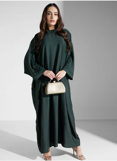 Khizana Embroidery Detail Abaya With Sheila