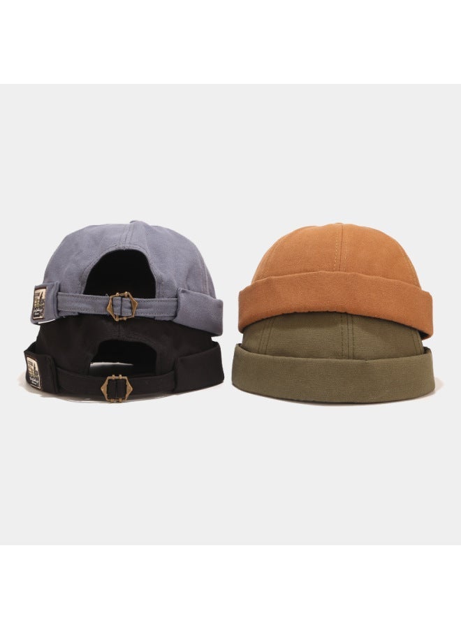 Denim Vintage Beanie Hat Unisex - Korean Style Skully Cap for Men Women, Hip Hop Streetwear Knit Hat, Retro Yuppie Casual Skull Cap - Image 4