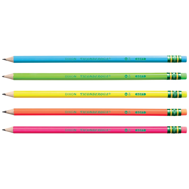 Ticonderoga Wood-Cased Pencils, Pre-Sharpened, #2 HB Soft, Neon Colors, 10 Count - Image 3