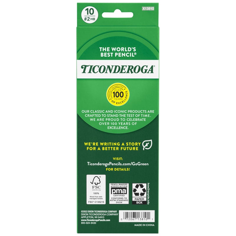 Ticonderoga Wood-Cased Pencils, Pre-Sharpened, #2 HB Soft, Neon Colors, 10 Count - Image 2