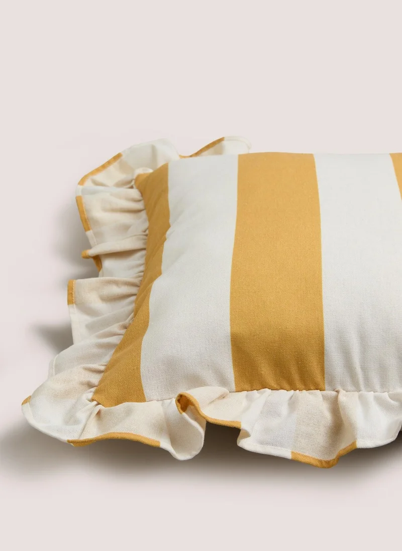 ماتلان Yellow Bold Stripe Frill Edge Cushion
