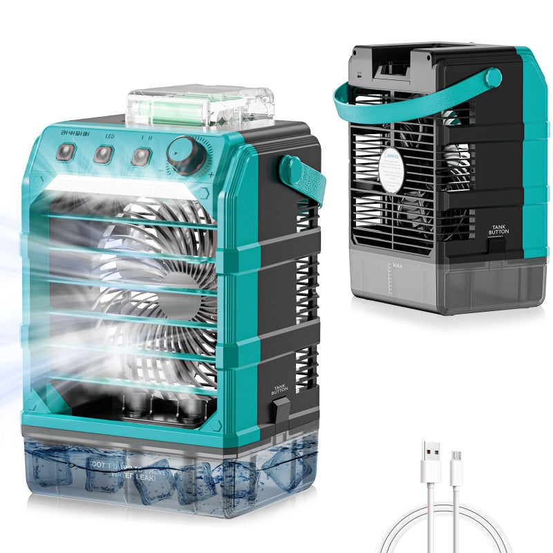 Rozlchar Portable Misting Fan Compatible for Makita 18V BatteryTool Only Outdoor Camping Fan with 1600mL Water Tank Variable Speed 2468H Timer 7 Color LED Lights USB Powered Also - Image 2