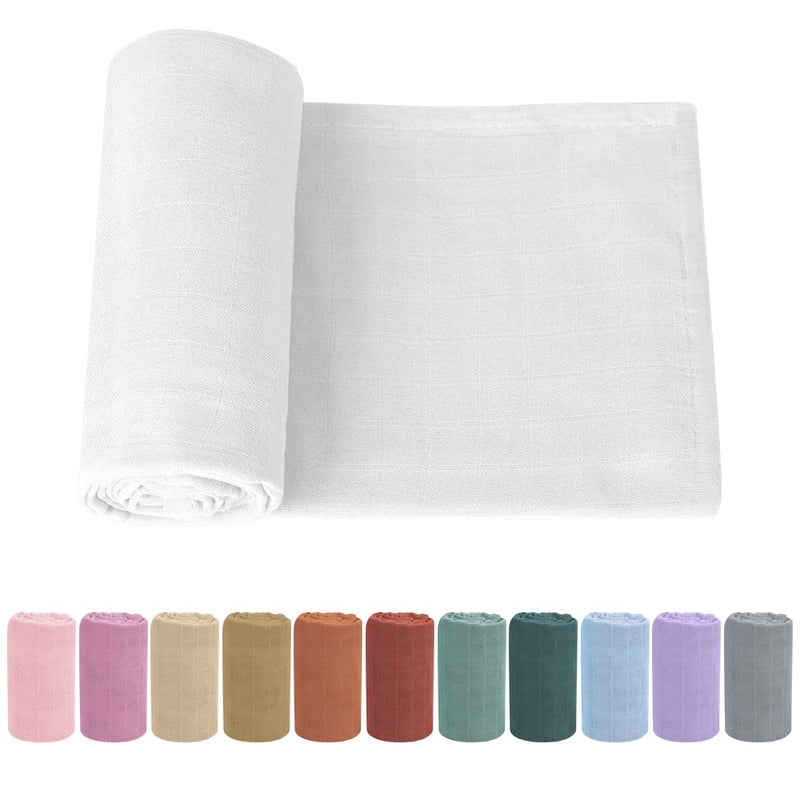 Knirose Newborn Baby Swaddle Blanket Unisex Swaddle Wrap Soft Silky Muslin Swaddle Blankets Neutral Receiving Blanket for Newborn Boys and Girls Large 47 x 47 inches(120x120cm) (White) - Image 1