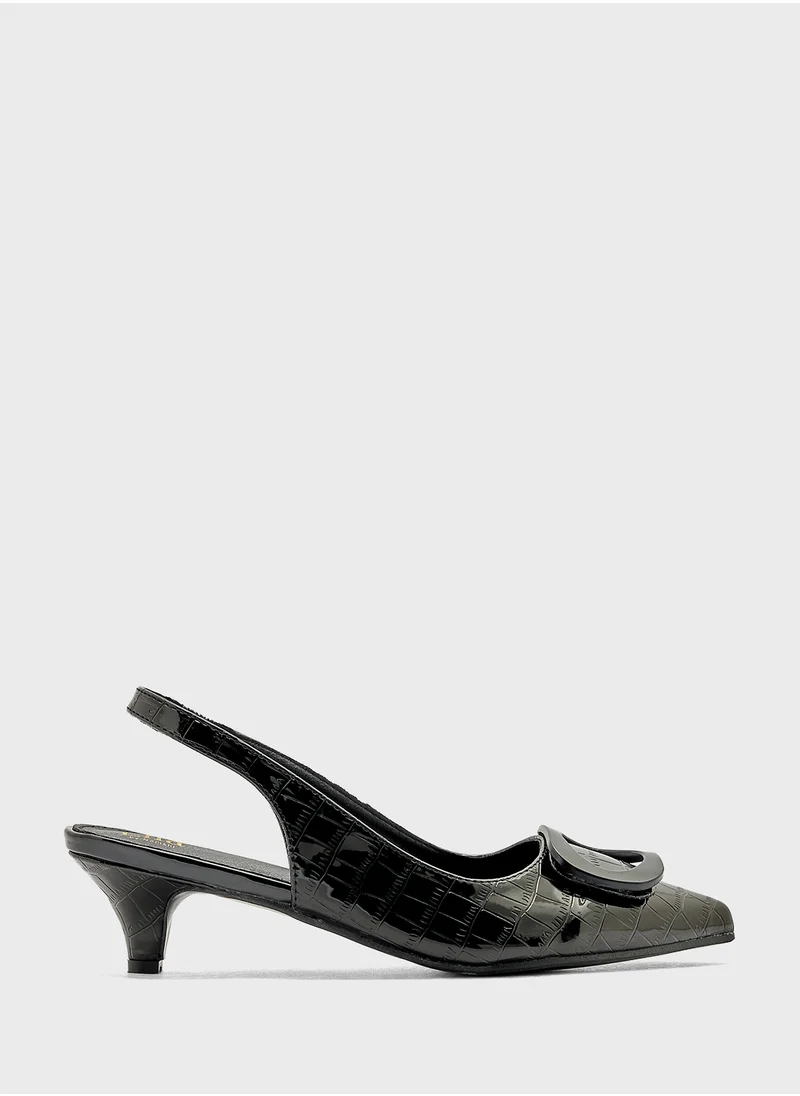 ELLA Trim Detail Croc Sling Back Pump