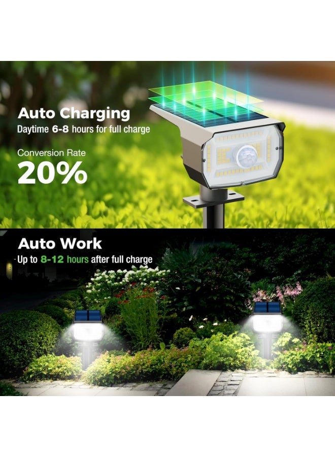 YelaJoy 4 Pcs Solar Spot Lights Outdoor Motion Sensor with 3 Modes, Solar Spotlights Outdoor Waterproof 2-in-1 Auto On/Off Landscape Lighting for Outside Yard,  Wall Garden Pathway （White Light） - Image 3