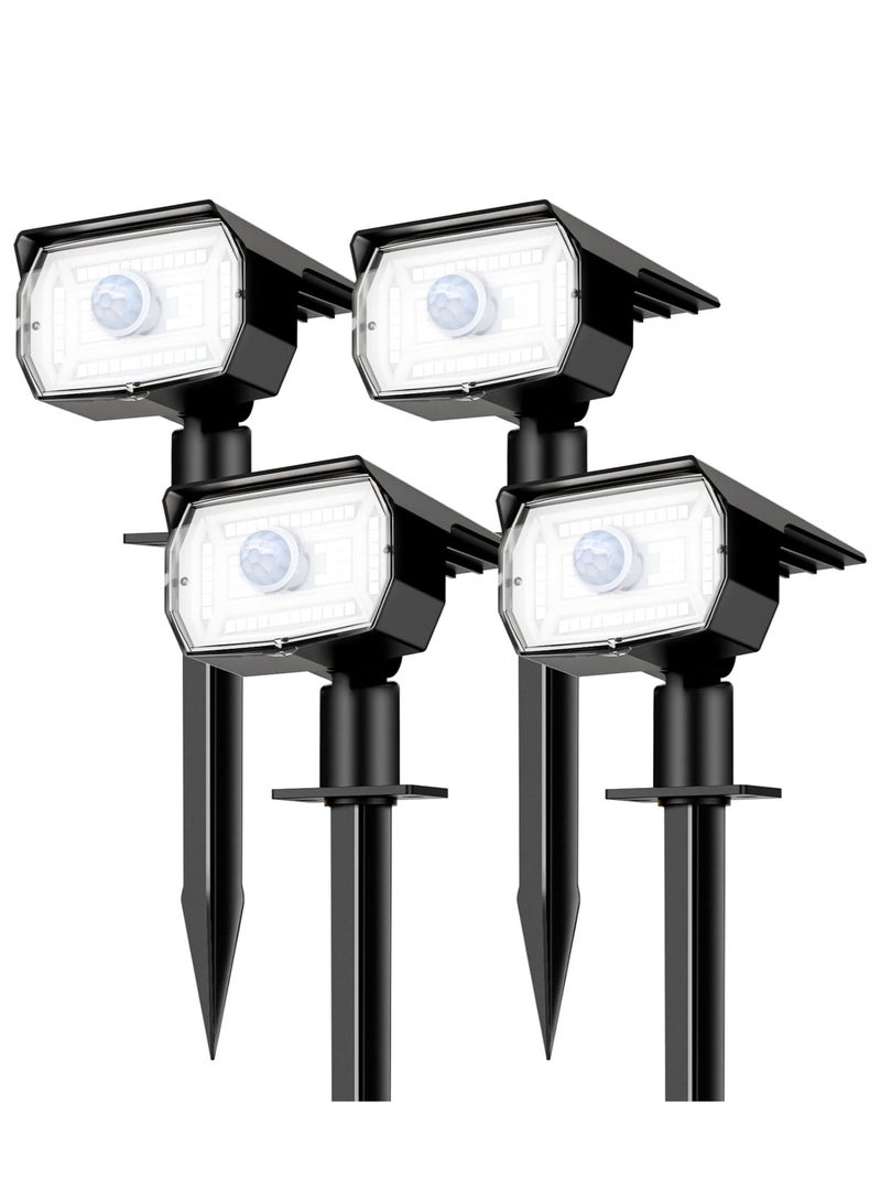 YelaJoy 4 Pcs Solar Spot Lights Outdoor Motion Sensor with 3 Modes, Solar Spotlights Outdoor Waterproof 2-in-1 Auto On/Off Landscape Lighting for Outside Yard,  Wall Garden Pathway （White Light） - Image 1