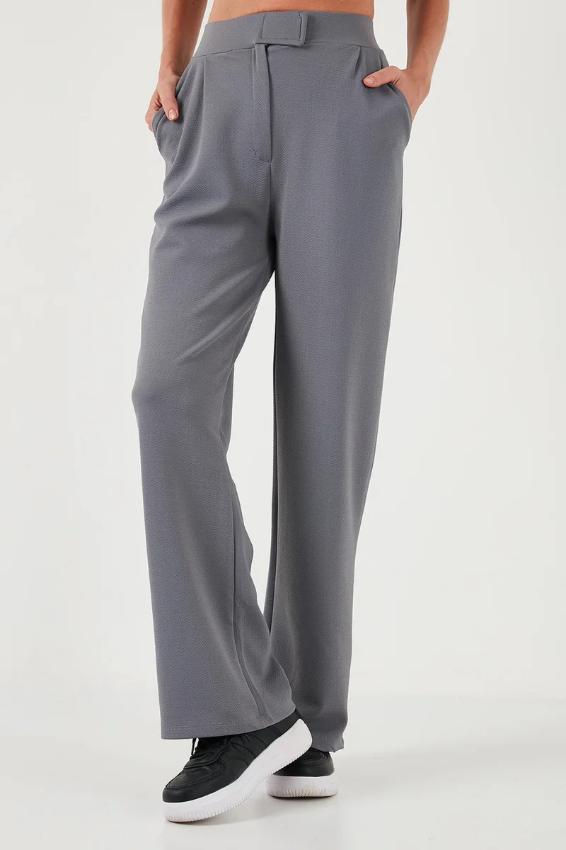 Lela Regular Fit High Waist Wide Leg Trousers Women's Trousers 5861279