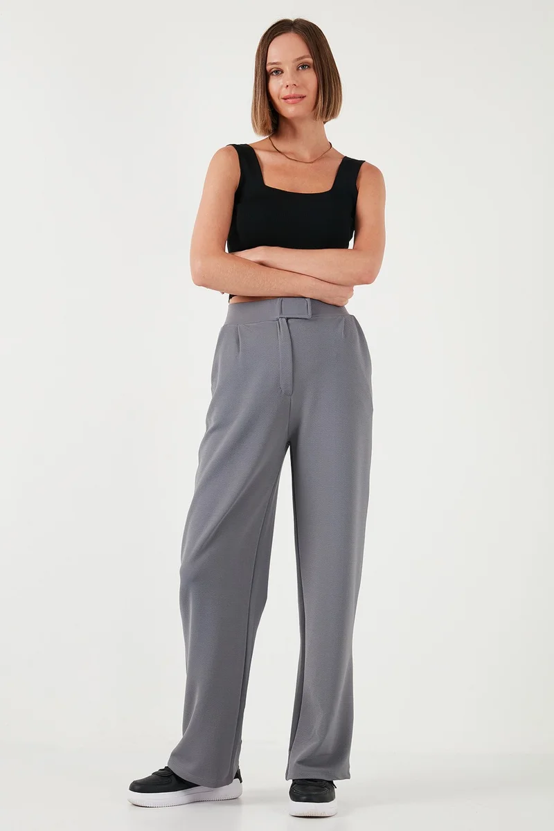 Lela Regular Fit High Waist Wide Leg Trousers Women's Trousers 5861279