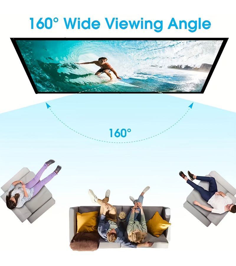 شاشة عرض محمولة بدقة 4K فائقة الوضوح بقياس 60 بوصة، بنسبة عرض إلى ارتفاع 16:9، مقاومة للتجعد، قابلة للغسل، من ألياف البوليستر، مع حقيبة تخزين - Image 2