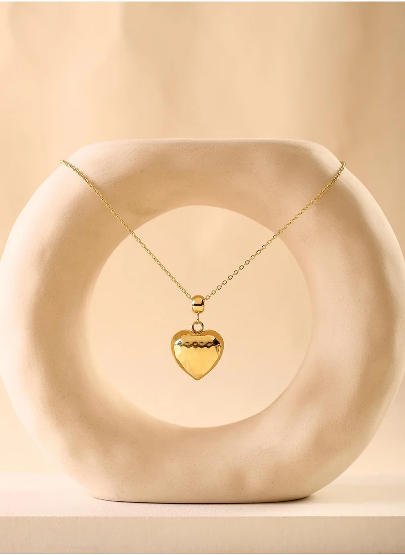 SOHI SOHI Women's The Dented-Coeur Pendant Necklace For Casual Wear | California Gold Colour | Alloy Material | Lobster Clasp Closure | MetallicNecklace | Pendant Necklace For Women & Girls