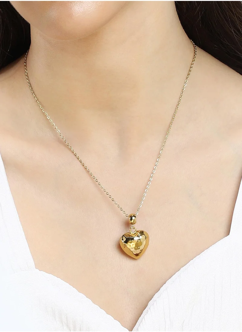 SOHI SOHI Women's The Dented-Coeur Pendant Necklace For Casual Wear | California Gold Colour | Alloy Material | Lobster Clasp Closure | MetallicNecklace | Pendant Necklace For Women & Girls