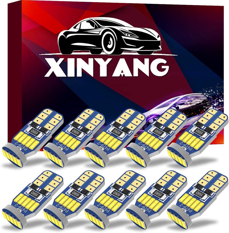XINYANG 10Pcs 194 LED Car Bulbs - 6000K White - Image 1