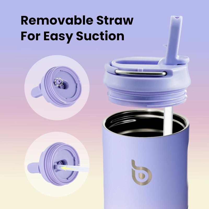 BOTTLE BOTTLE Insulated Water Bottle 24oz with Straw Lid and Handle for Sports Travel Gym Stainless Steel Water Bottles Double-Wall Vacuum Metal Thermos Bottles Leak Proof BPA-Free (pueplepinkyellow) - Image 5