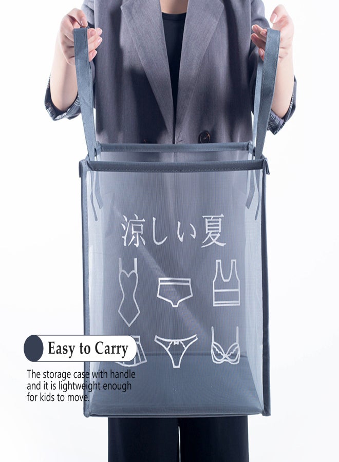 Clear Laundry Basket with Double Handle Collapsible Dirty Laundry Hamper Basket Laundry Basket Storage Bins for Organizing Home Clothes Towels Toy - Image 4