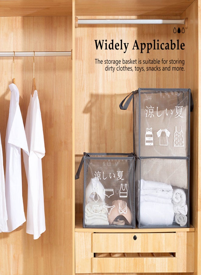 Clear Laundry Basket with Double Handle Collapsible Dirty Laundry Hamper Basket Laundry Basket Storage Bins for Organizing Home Clothes Towels Toy - Image 3