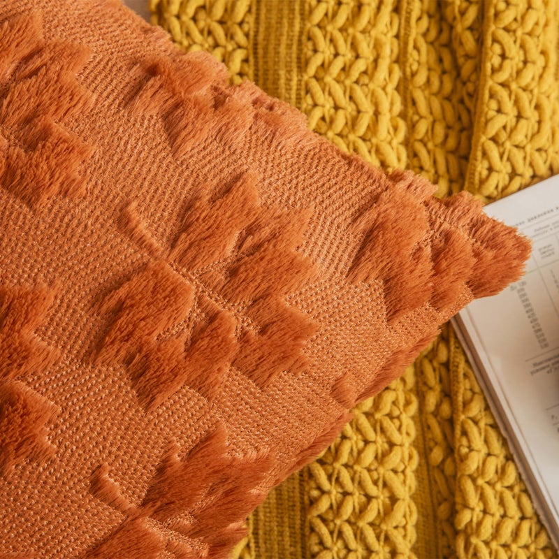 Cosibono Maple Leaf Fall Dhrow Covers Covers 20 "" x20 "مجموعة من 2 أغطية وسادة مزرعة مزرعة Rust Red Farmhouse لحضور خريف العطلة. - Image 3