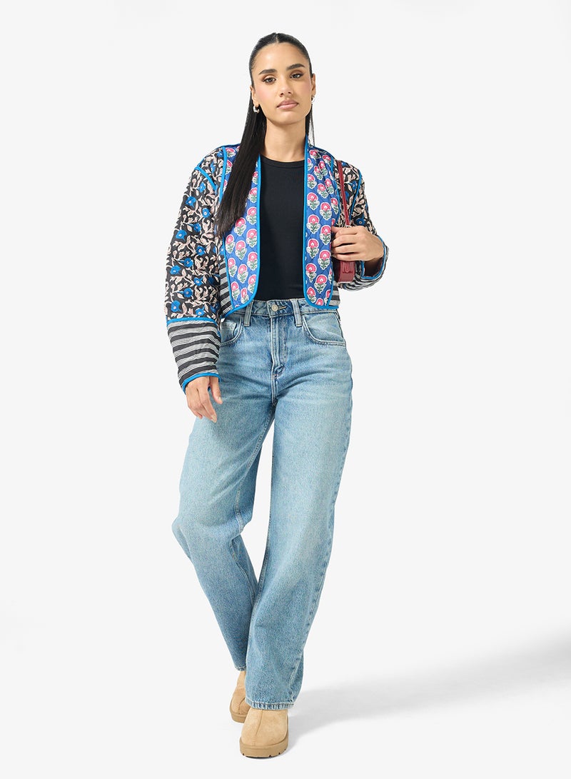 جينجر جاكيت مبطن بنقشة بيزلي مرقعة - Image 4