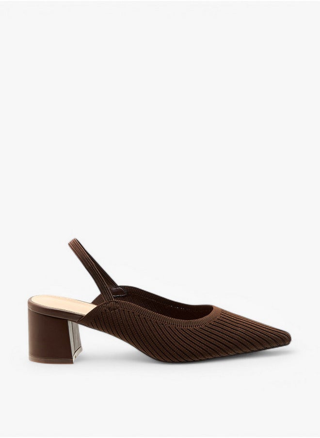 Flora Bella By Shoexpress Textured Slingback Shoes with Block Heels  - Image 3