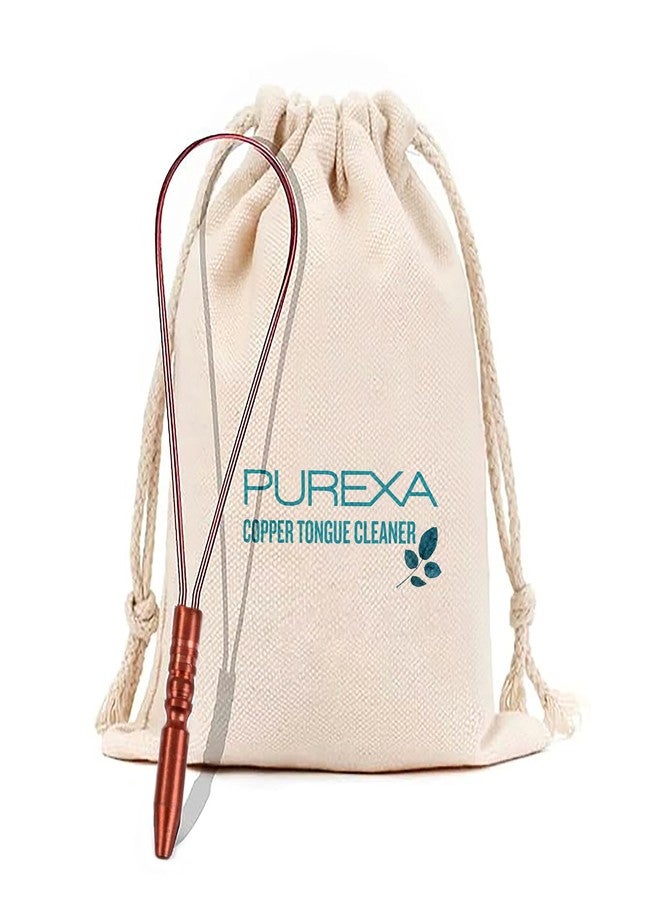 PUREXA منظف اللسان النحاسي من بيوريكسا بمقبض مريح على شكل حرف Q، مكشطة لسان مصنوعة من النحاس النقي 100% من الدرجة الغذائية للحصول على نفس منعش - Image 1
