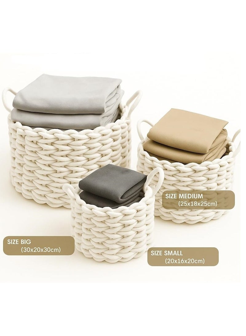 HOME TASTE Plant Baskets – Woven Cotton Rope Indoor Planters for Potted Plants & Flowers – Rustic Home Floor Decor  - Image 2