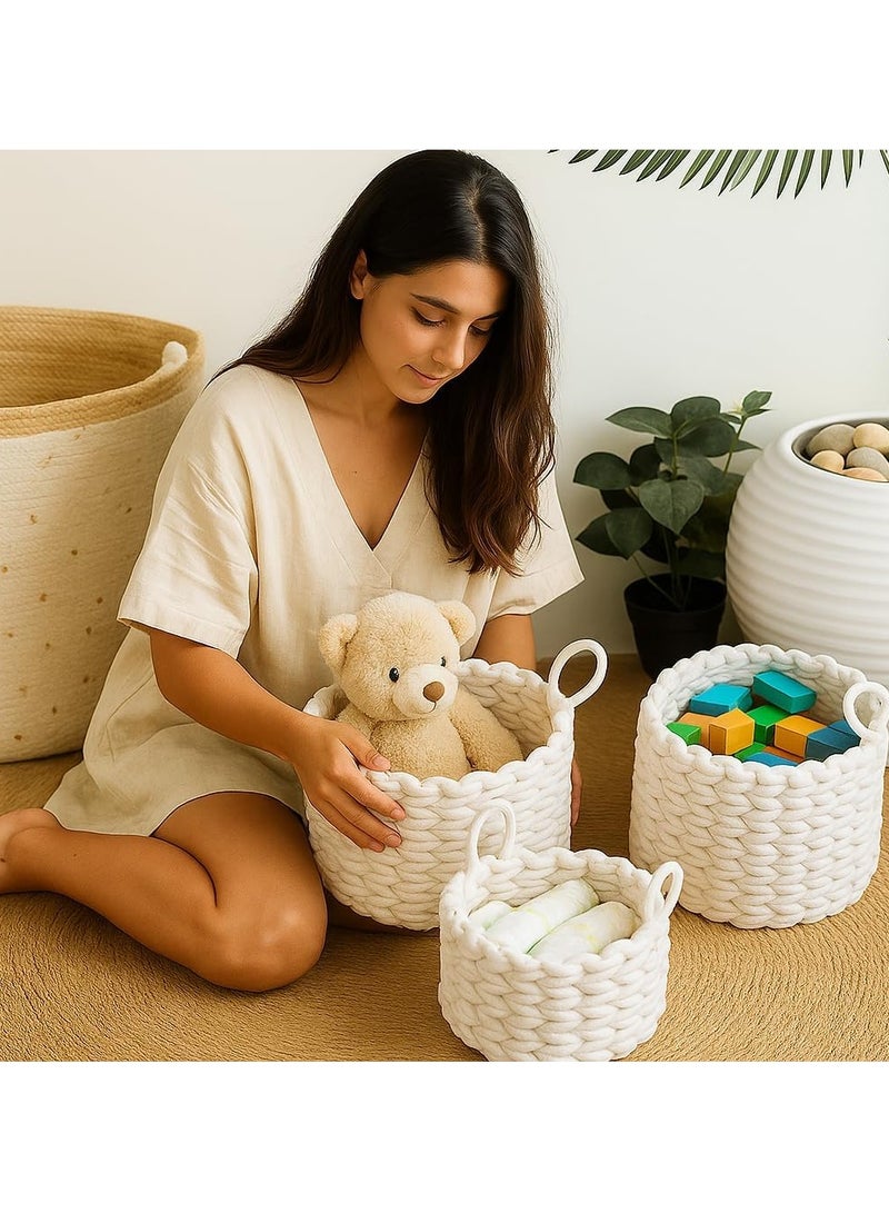 HOME TASTE Plant Baskets – Woven Cotton Rope Indoor Planters for Potted Plants & Flowers – Rustic Home Floor Decor  - Image 4