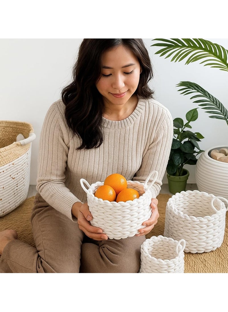HOME TASTE Plant Baskets – Woven Cotton Rope Indoor Planters for Potted Plants & Flowers – Rustic Home Floor Decor  - Image 5