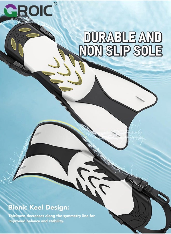 GROIC Snorkel Fins Swim Fins Open Heel, Adjustable and Light Diving Fins Buckles Open Heel Swim Flippers with Good Thrust, Travel Size Short Flippers for Snorkeling Swimming Adult 4.5-8.5 US Size  - Image 2