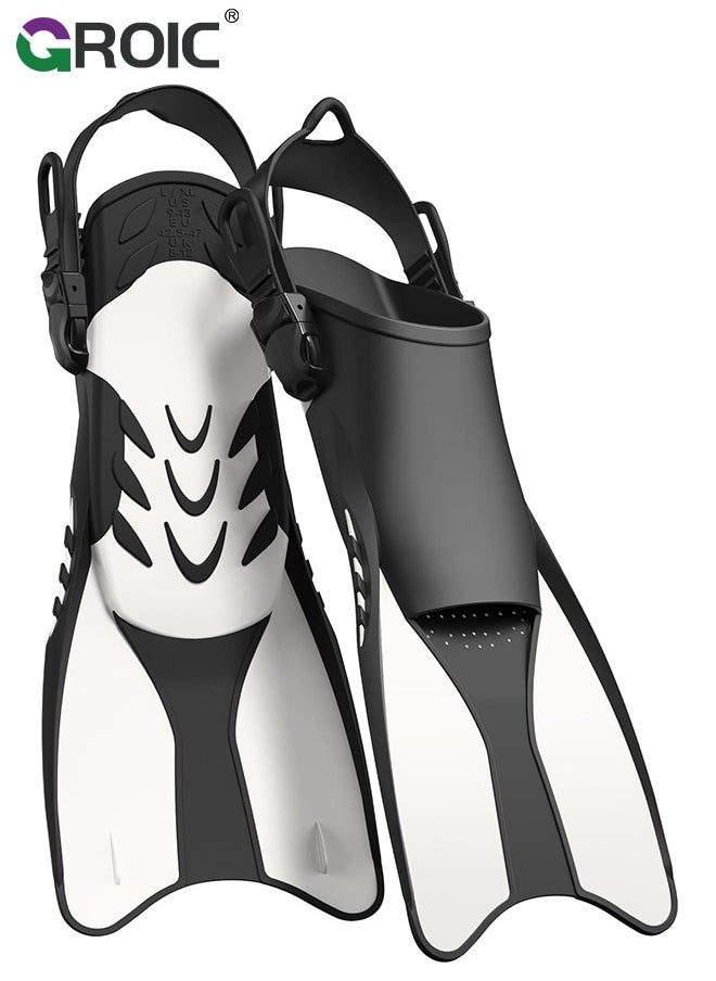GROIC Snorkel Fins Swim Fins Open Heel, Adjustable and Light Diving Fins Buckles Open Heel Swim Flippers with Good Thrust, Travel Size Short Flippers for Snorkeling Swimming Adult 4.5-8.5 US Size  - Image 1