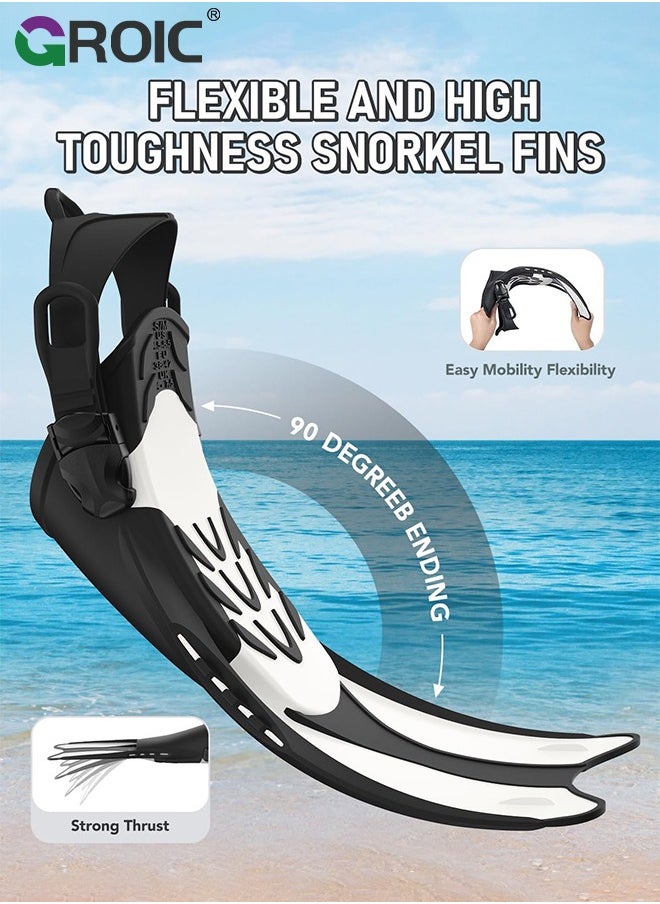 GROIC Snorkel Fins Swim Fins Open Heel, Adjustable and Light Diving Fins Buckles Open Heel Swim Flippers with Good Thrust, Travel Size Short Flippers for Snorkeling Swimming Adult 4.5-8.5 US Size  - Image 3