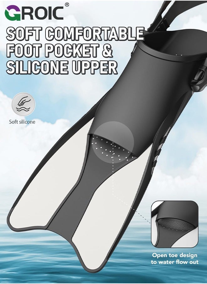 GROIC Snorkel Fins Swim Fins Open Heel, Adjustable and Light Diving Fins Buckles Open Heel Swim Flippers with Good Thrust, Travel Size Short Flippers for Snorkeling Swimming Adult 4.5-8.5 US Size  - Image 4