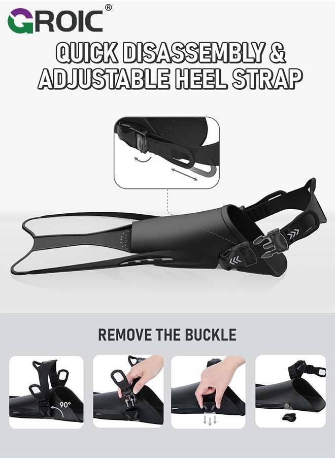 GROIC Snorkel Fins Swim Fins Open Heel, Adjustable and Light Diving Fins Buckles Open Heel Swim Flippers with Good Thrust, Travel Size Short Flippers for Snorkeling Swimming Adult 4.5-8.5 US Size  - Image 5