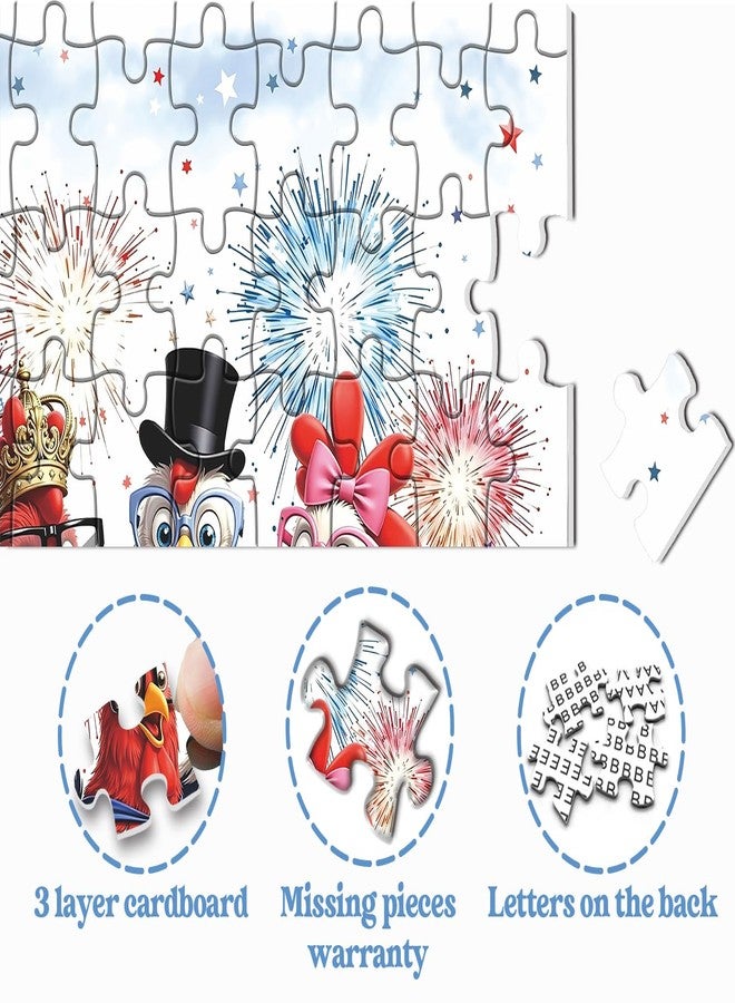 PPuzzling Patriotic Chickens Puzzles for Adults 1000 Pieces, Funny Rooster Farm Jigsaw Puzzle, Whimsical Animal Puzzle - Image 5