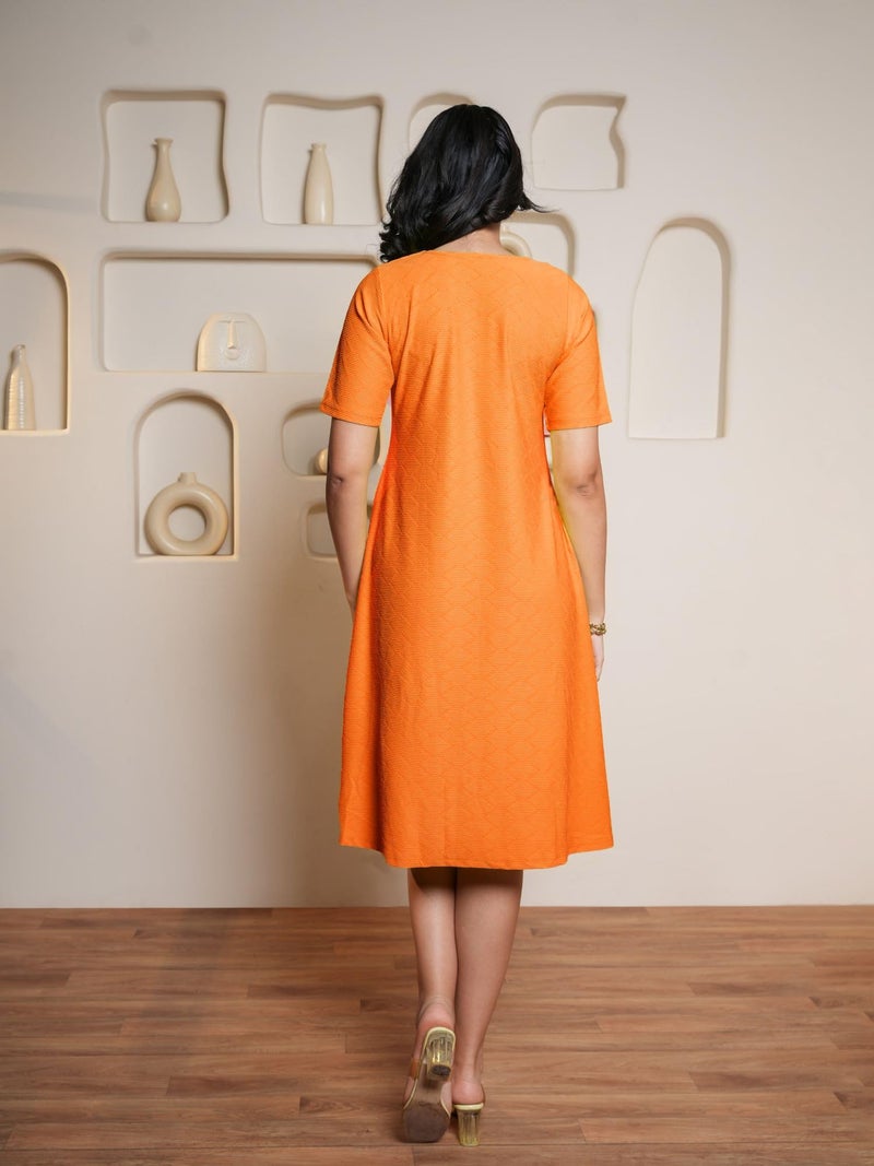 PURVAJA Women’s A-line Midi Length Dress (Nisi-061-Orange_Orange_XX-Large) - Image 2