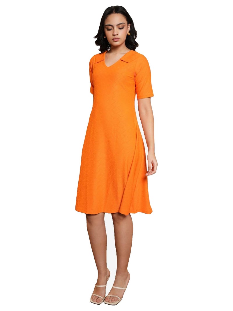 PURVAJA Women’s A-line Midi Length Dress (Nisi-061-Orange_Orange_XX-Large) - Image 1