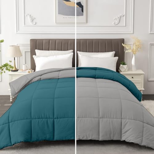 Razzai Restful Sleep Microfiber Summer Season Ac Reversible Comforter 220 GSM (92" x 106" Inches/233cm x 269cm) - King Size Comforter|Silver/Teal| - Image 1