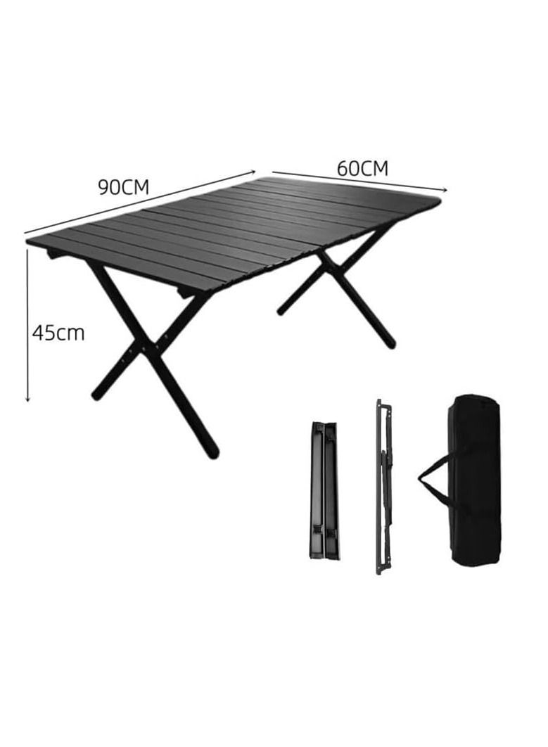 Generic Foldable Camping Table,Outdoor Folding Table, Lightweight Carbon Steel Roll-up Table with Carry Bag,Portable Picnic Table for Outdoor, Beach, Picnic, Backyards, BBQ and Party (90 * 60 * 45cm, Black) - Image 3