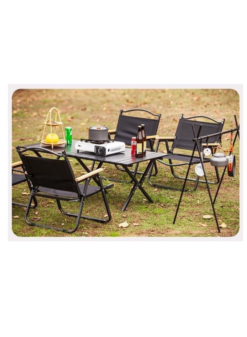 Generic Foldable Camping Table,Outdoor Folding Table, Lightweight Carbon Steel Roll-up Table with Carry Bag,Portable Picnic Table for Outdoor, Beach, Picnic, Backyards, BBQ and Party (90 * 60 * 45cm, Black) - Image 2