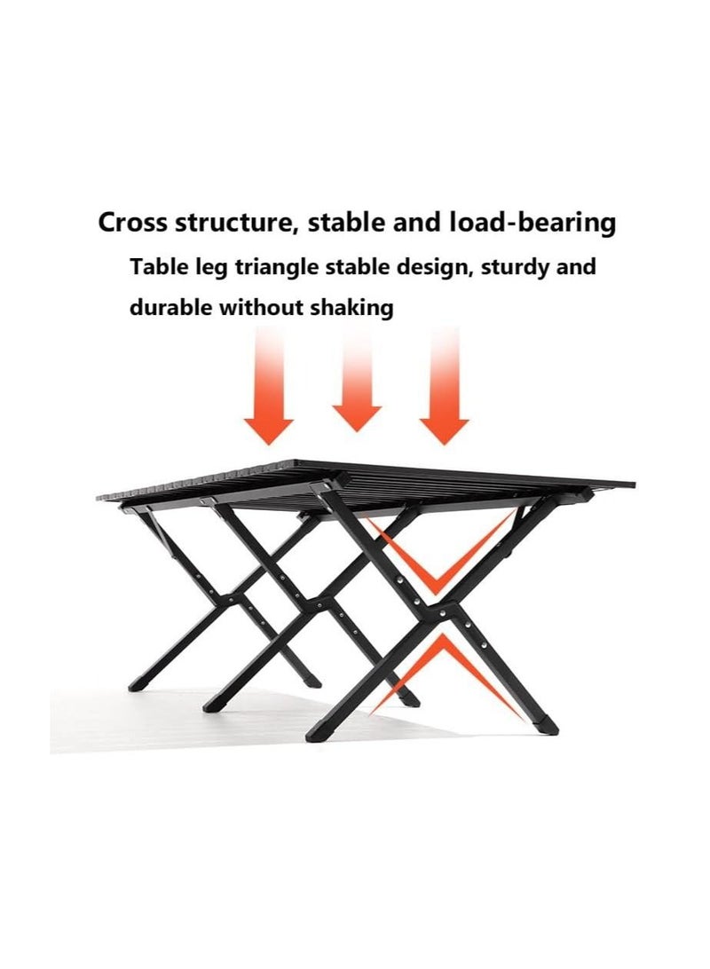 Generic Foldable Camping Table,Outdoor Folding Table, Lightweight Carbon Steel Roll-up Table with Carry Bag,Portable Picnic Table for Outdoor, Beach, Picnic, Backyards, BBQ and Party (90 * 60 * 45cm, Black) - Image 5
