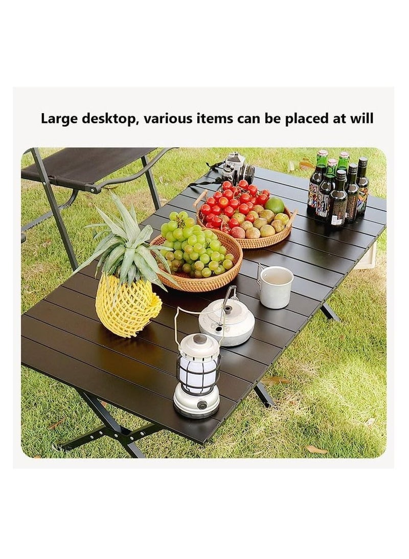 Generic Foldable Camping Table,Outdoor Folding Table, Lightweight Carbon Steel Roll-up Table with Carry Bag,Portable Picnic Table for Outdoor, Beach, Picnic, Backyards, BBQ and Party (90 * 60 * 45cm, Black) - Image 4