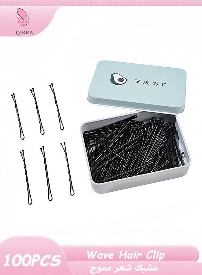 قِيرّا 100Pcs Long Black Hair Bobby Pins with Storage Box – Durable 5.5cm Wave Clips for Women & Girls, Invisible Hair Pins for Bun, Wedding, Salon & Daily Styling  - Image 1