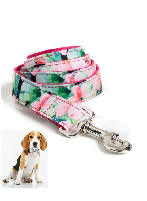 Premium Floral Dog Leash with Metal Clasp Handle Leash Training Durable for Control for Dogs 0.98'x 47' 2.5x120cm