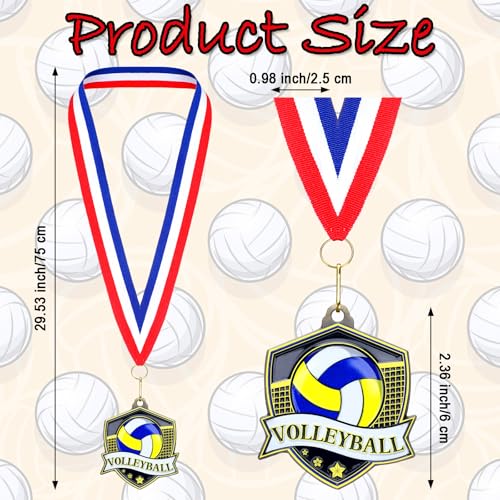 Trnayi 20 Pcs 10/20 /30/40 Pcs Award Medals Bulk Sports Medals with Neck Ribbons 2.4 Inch Winner Award Trophy Prize Gift for Sports Themed Party Favors Tournaments School Match (Volleyball) - Image 2