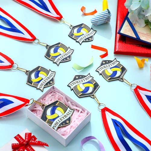 Trnayi 20 Pcs 10/20 /30/40 Pcs Award Medals Bulk Sports Medals with Neck Ribbons 2.4 Inch Winner Award Trophy Prize Gift for Sports Themed Party Favors Tournaments School Match (Volleyball) - Image 4