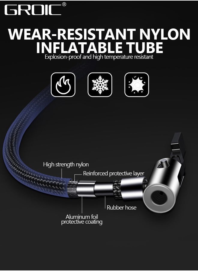 Portable USB Tire Inflator Air Compressor,Car Air Pump with Digital Display, LED Light, Auto Shut Off Function, Set of Nozzle Adaptors for Car, Motorcycle, Bicycle, Ball