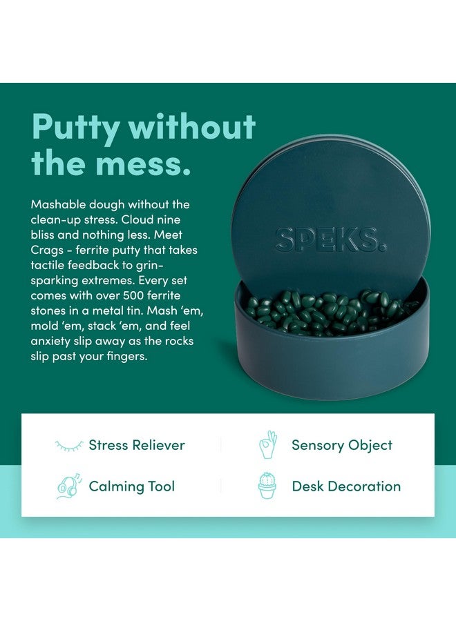 Speks Crags Ferrite Putty, 500+ Ferrite Stones in a Tin, Fidget Toy for Adults & Teens 14+, Desk Toy for Office, Christmas Gift, Holiday Stocking Stuffer, Stress Relief Present | Matte Jade, Medium - Image 4