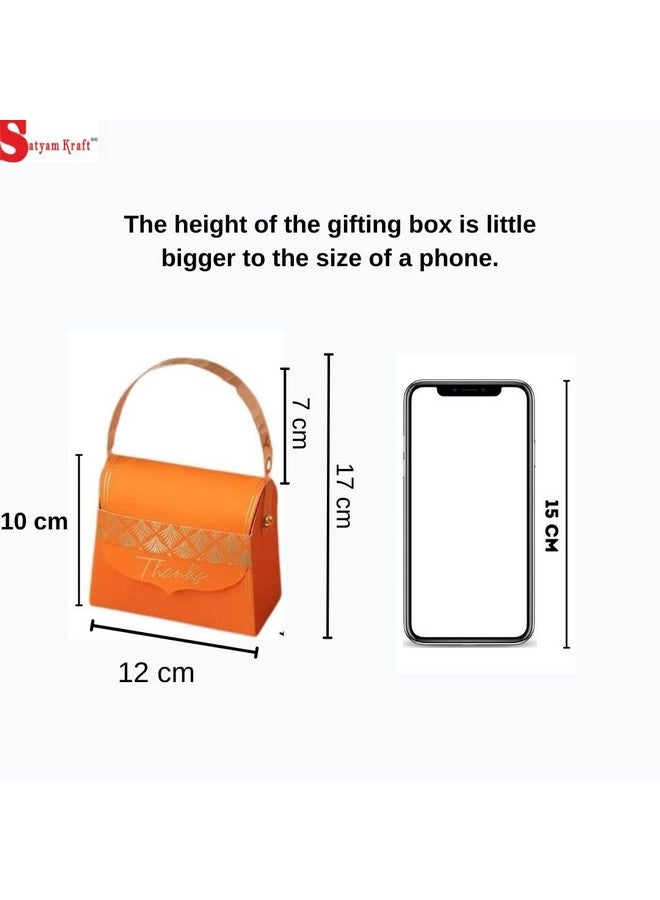 Satyam Kraft SATYAM KRAFT 10 Pcs Orange Folding Gift Boxes - Big Size (10 cm) | Wedding, Shagun, Return Gifts, Engagement, Birthday, Chocolate & Dry Fruits Packing Box (White) - Image 3