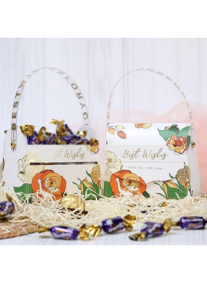 Satyam Kraft SATYAM KRAFT 10 Pcs Orange Folding Gift Boxes - Big Size (10 cm) | Wedding, Shagun, Return Gifts, Engagement, Birthday, Chocolate & Dry Fruits Packing Box (White) - Image 1
