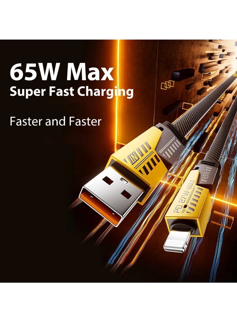 PD - 4-in-1 Convertible USB Fast Charging Cable 1.2 M, 65W, Nylon Braided, USB-C Charger Cable, Multiple Device Charging for Smartphones, Tablets, and Laptops - Image 1